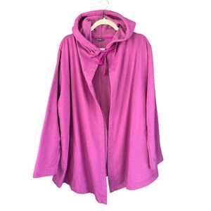 A5‎ Eddie Bauer Hooded Cardigan Pink Open Front Draped Gorpcore Relaxed Layer XL
